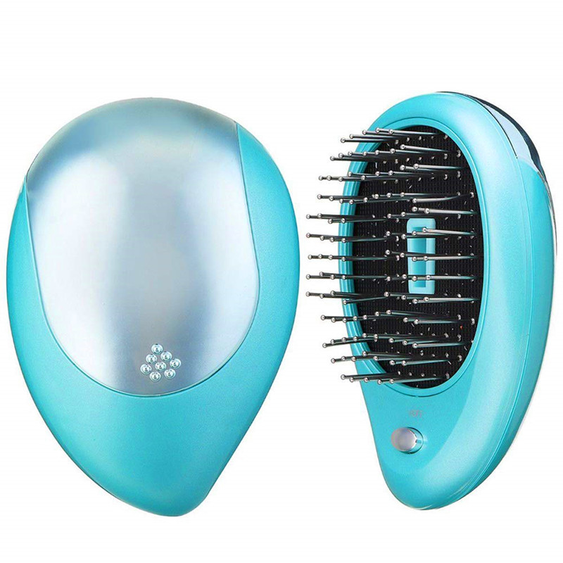 Hordozható elektromos ionos hajkefe Mini antisztatikus hajmasszázs fésű Varázslatos szépségkefe fésű otthoni utazási hajformázó eszköz